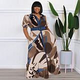 Print Short Sleeve with Sashes Plus Size Dresses OSS-22297