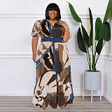 Print Short Sleeve with Sashes Plus Size Dresses OSS-22297