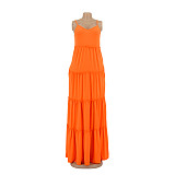 Solid Casual Vacation Loose High Waist Cake Dress AIL-211