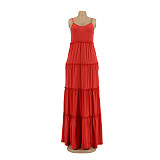 Solid Casual Vacation Loose High Waist Cake Dress AIL-211