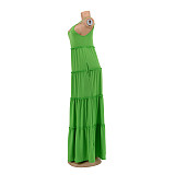 Solid Casual Vacation Loose High Waist Cake Dress AIL-211