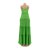 Solid Casual Vacation Loose High Waist Cake Dress AIL-211
