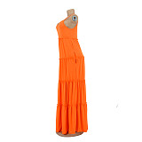 Solid Casual Vacation Loose High Waist Cake Dress AIL-211