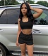 Workout Fitness Tank Crop Tops Casual Shorts Suit FSL-154