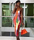 Tie Dye Print Halter Backless Bandage Sexy Dresses YB-60173