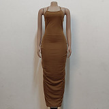 Spaghetti Strap Cross Back Bodycon Maxi Dresses JX-5459