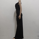 V Neck Sleeveless High Split Floor Length Dresses JX-5456