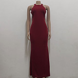 Elegant O Neck Sleeveless Back Cut Out Maxi Dress JX-5491