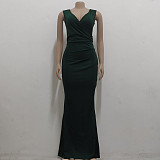 V Neck Sleeveless High Split Floor Length Dresses JX-5456