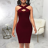 Solid Color Sleeveless Casual Bodycon Tank Dress JX-5494