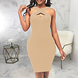 Solid Color Sleeveless Casual Bodycon Tank Dress JX-5494