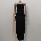 Spaghetti Strap Cross Back Bodycon Maxi Dresses JX-5459