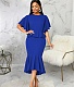 Elegant Office Lady Ruffles O Neck Maxi Dresses JX-5477