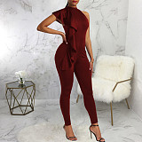 Sleeveless Ruffles Slim High Waist Bodycon Jumpsuits JX-5462