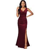 V Neck Sleeveless High Split Floor Length Dresses JX-5456