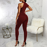 Sleeveless Ruffles Slim High Waist Bodycon Jumpsuits JX-5462