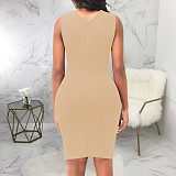 Solid Color Sleeveless Casual Bodycon Tank Dress JX-5494