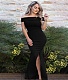 Elegant Slash Neck High Split Floor Length Evening Dress JX-5481