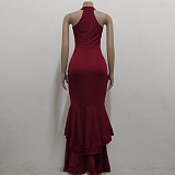 Elegant Ruffle Hem Sleeveless Split Cocktail Dresses JX-5451