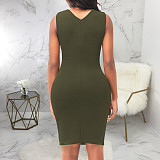 Solid Color Sleeveless Casual Bodycon Tank Dress JX-5494