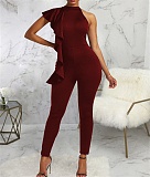 Sleeveless Ruffles Slim High Waist Bodycon Jumpsuits JX-5462