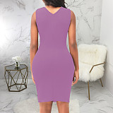 Solid Color Sleeveless Casual Bodycon Tank Dress JX-5494