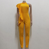 Sleeveless Ruffles Slim High Waist Bodycon Jumpsuits JX-5462