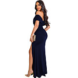 Low Cut Off Shoulder High Side Split Evening Dress JX-5466