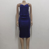 Bronzing Spaghetti Strap Midi Length Nightclub Dresses JX-5416