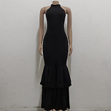 Elegant Ruffle Hem Sleeveless Split Cocktail Dresses JX-5451