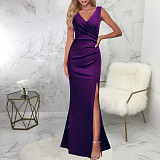 V Neck Sleeveless High Split Floor Length Dresses JX-5456
