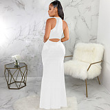 Elegant O Neck Sleeveless Back Cut Out Maxi Dress JX-5491