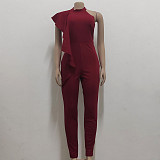 Sleeveless Ruffles Slim High Waist Bodycon Jumpsuits JX-5462