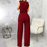 V Neck with Sashes Elegant Straight Leg Jumpsuits JX-5455