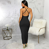 Spaghetti Strap Cross Back Bodycon Maxi Dresses JX-5459