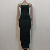 Spaghetti Strap Cross Back Bodycon Maxi Dresses JX-5459