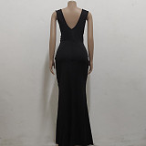 V Neck Sleeveless High Split Floor Length Dresses JX-5456
