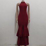 Elegant Ruffle Hem Sleeveless Split Cocktail Dresses JX-5451