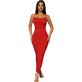 Spaghetti Strap Cross Back Bodycon Maxi Dresses JX-5459