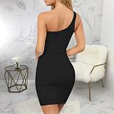 Skew Collar Sleeveless Bodycon Mini Dresses JX-5426