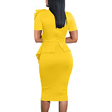 Elegant OL Short Sleeve Bow Tie Bodycon Dresses JX-5427