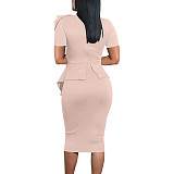 Elegant OL Short Sleeve Bow Tie Bodycon Dresses JX-5427
