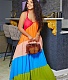 Color Block Patchwork Backless Loose Fitting Maxi Dress BGN-263