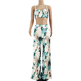 Tie Dye Printed Crop Top & Wide Leg Loose Pants Set JZH-8113