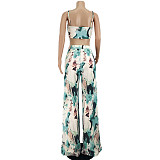 Tie Dye Printed Crop Top & Wide Leg Loose Pants Set JZH-8113