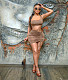 One Shoulder Sleeveless Hollow Out Drawstring Dress JZH-8102