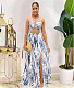 Tie Dye Strapless Crop Top Maxi Skirts Two Piece Set JZH-8111