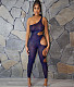 Sexy Slant Shoulder Mesh See Through Skinny Jumpsuits JZH-8112