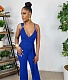 Deep V Neck with Sashes Elegant Wide Leg Jumpsuits WY-6898