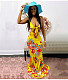Beach Boho Floral Print Cut Out Backless Maxi Dresses JZH-8040